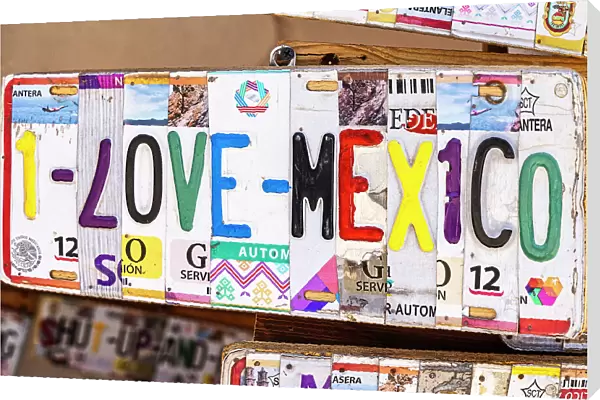 Mexico, Baja California Sur, Arts & Crafts made of license plates