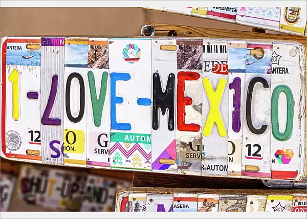 Mexico, Baja California Sur, Arts & Crafts made of license plates