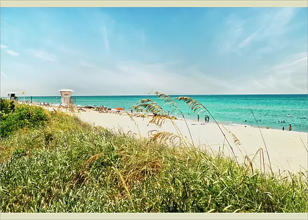Florida, Palm Beach, beach scene with lifeguard tower