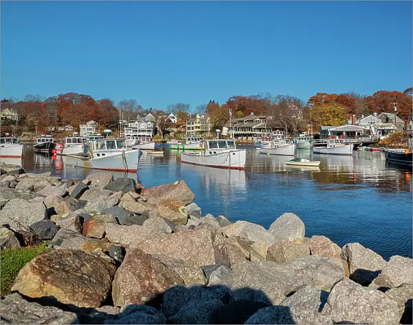 USA, Maine, Ogunquit, Perkins Cove, Lobster Boats