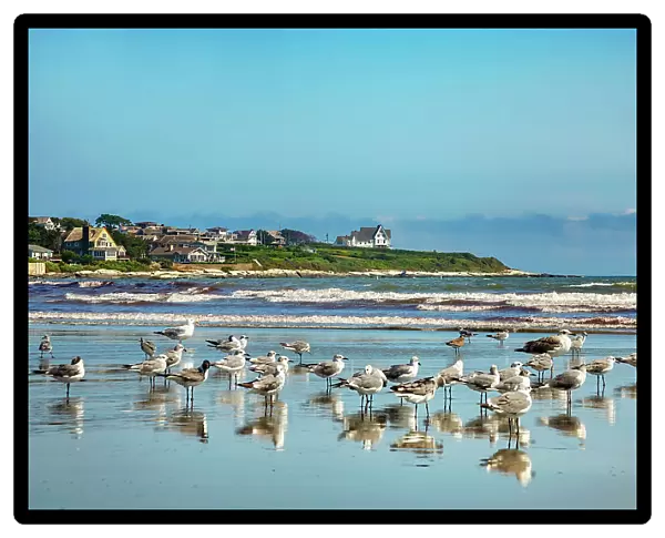 Rhode Island, Newport, Easton Bay waterfront viewed from Atlantic beach