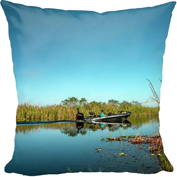 Florida, Everglades, fisherman in small boat