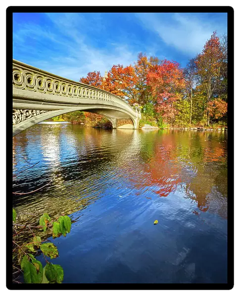 NYC, Manhattan, Central Park, Bow Bridge During Autumn