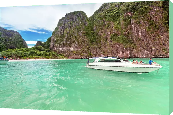 Thailand, Phi Phi islands, tourist boat cruising