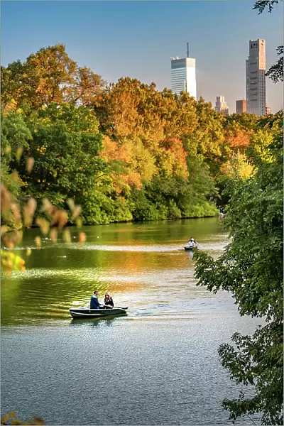 New York City, Manhattan, row boating in Central Park