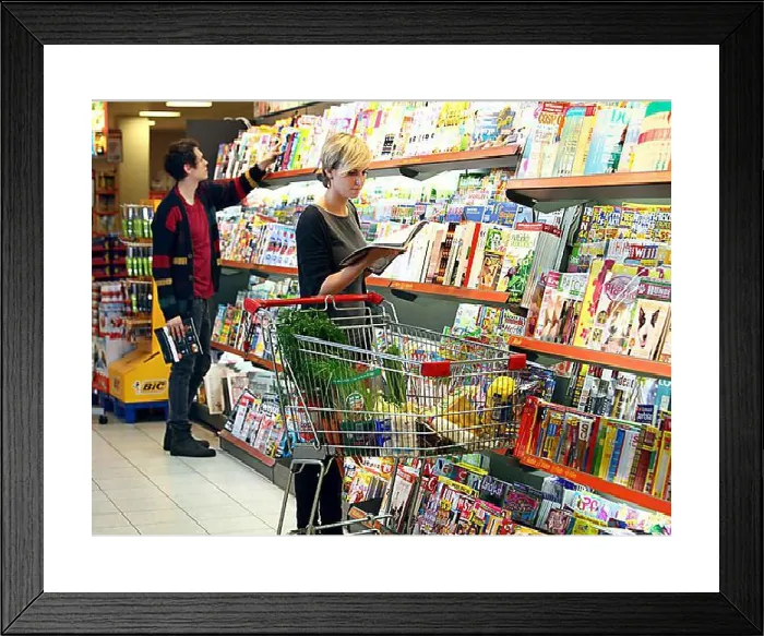 Framed Print : Print of Magazine Rack in a German Supermarket Framed Print : Print of Magazine Rack in a German Supermarket