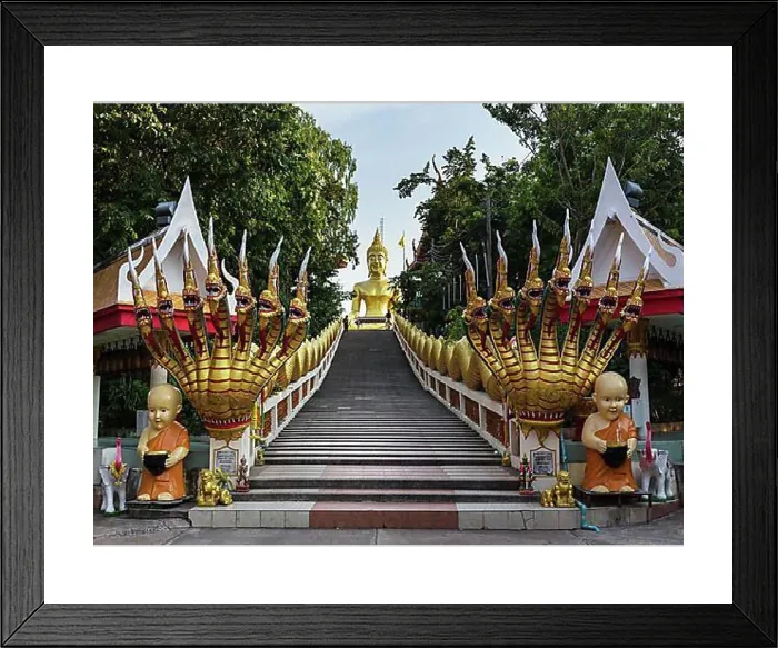 Framed Print : Golden Buddha Statue Print with Seven-Headed Naga Framed Print : Golden Buddha Statue Print with Seven-Headed Naga