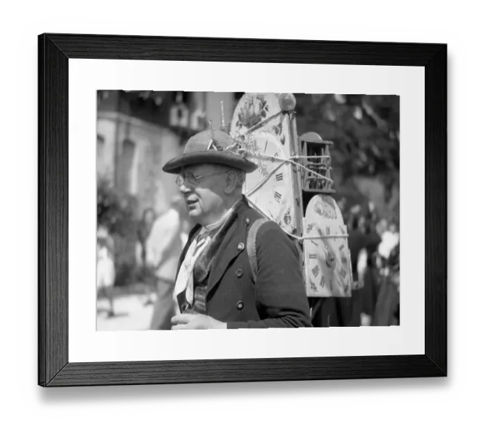 Framed Print : Black Forest Watch Seller Print, 1955 Framed Print : Black Forest Watch Seller Print, 1955