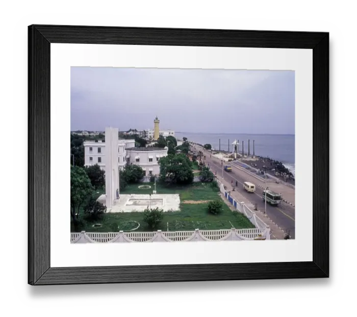 Framed Print : Pondicherry Beach Road Print, South India Framed Print : Pondicherry Beach Road Print, South India