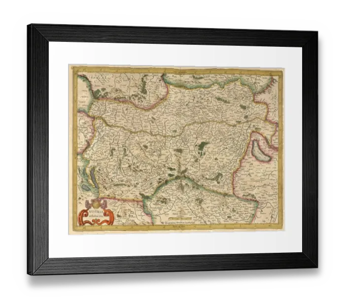 Framed Print : Digitally restored reproduction of 1623 Atlas Print, Austria Framed Print : Digitally restored reproduction of 1623 Atlas Print, Austria