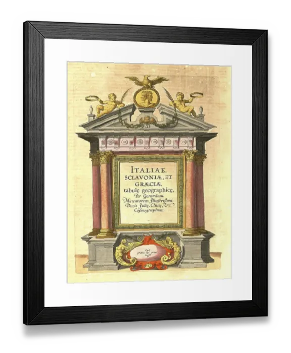 Framed Print : Digitally restored Print of 1623 Italy Map by Gerhard Mercator Framed Print : Digitally restored Print of 1623 Italy Map by Gerhard Mercator