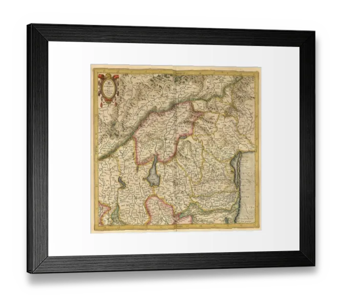 Framed Print : Digital Print of 1623 Atlas Map, Tyrol Region Framed Print : Digital Print of 1623 Atlas Map, Tyrol Region
