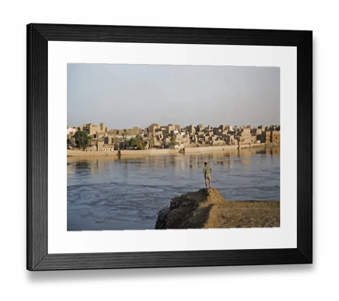 Framed Print : River Indus Print with Sukkur Cityscape Framed Print : River Indus Print with Sukkur Cityscape