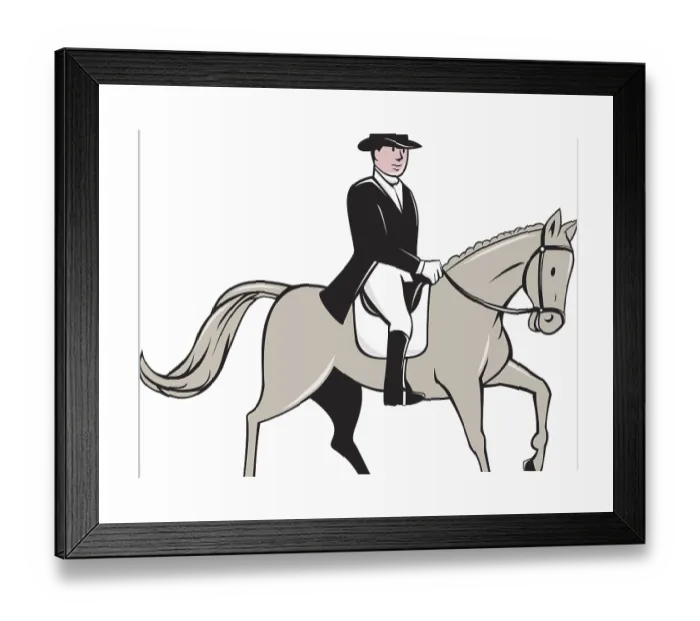 Framed Print : Equestrian Rider in Top Hat on White Background Print Framed Print : Equestrian Rider in Top Hat on White Background Print