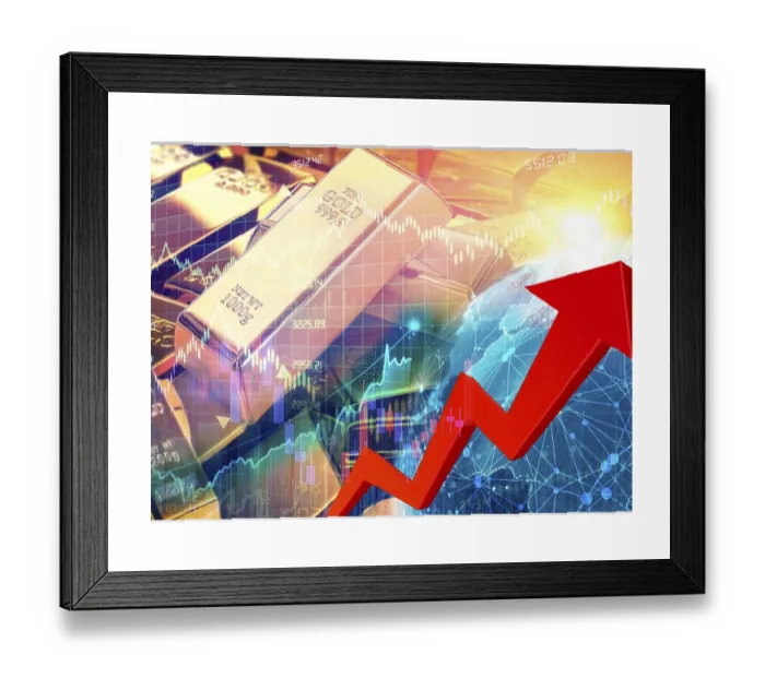 Framed Print : Gold Rises in Global Financial Market Print Framed Print : Gold Rises in Global Financial Market Print