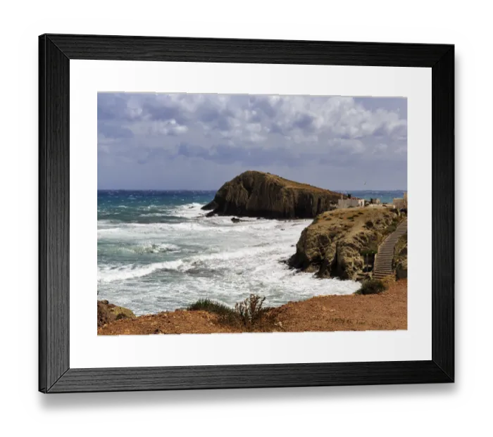Framed Print : View of rocky coast, Print from La Isleta del Moro, Spain Framed Print : View of rocky coast, Print from La Isleta del Moro, Spain