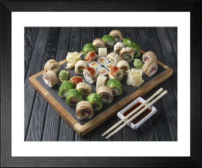 Framed Print : Big Set of Rolls on Stone Plate Print Framed Print : Big Set of Rolls on Stone Plate Print