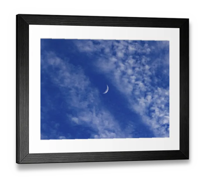 Framed Print : Altocumulus Clouds with Crescent Moon Print, Upper Austria Framed Print : Altocumulus Clouds with Crescent Moon Print, Upper Austria