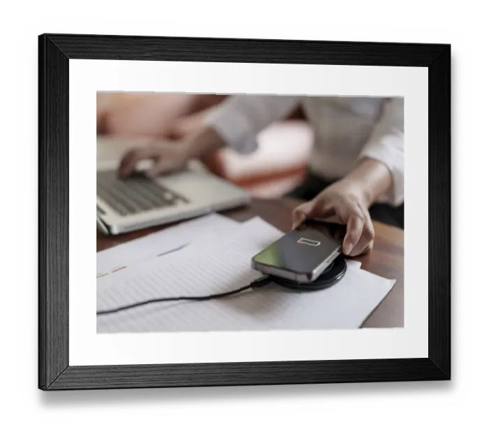 Framed Print : Wireless Fast Charger Pad Print Framed Print : Wireless Fast Charger Pad Print