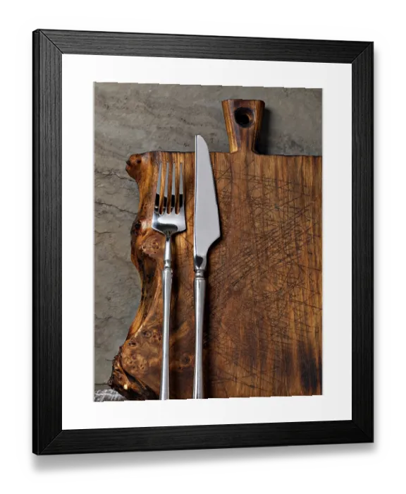 Framed Print : Rustic Wooden Cutting Board Print on Rusty Stone Background Framed Print : Rustic Wooden Cutting Board Print on Rusty Stone Background