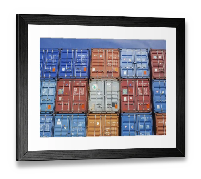 Framed Print : Colourful Freight Containers at Bremen Container Terminal Print Framed Print : Colourful Freight Containers at Bremen Container Terminal Print