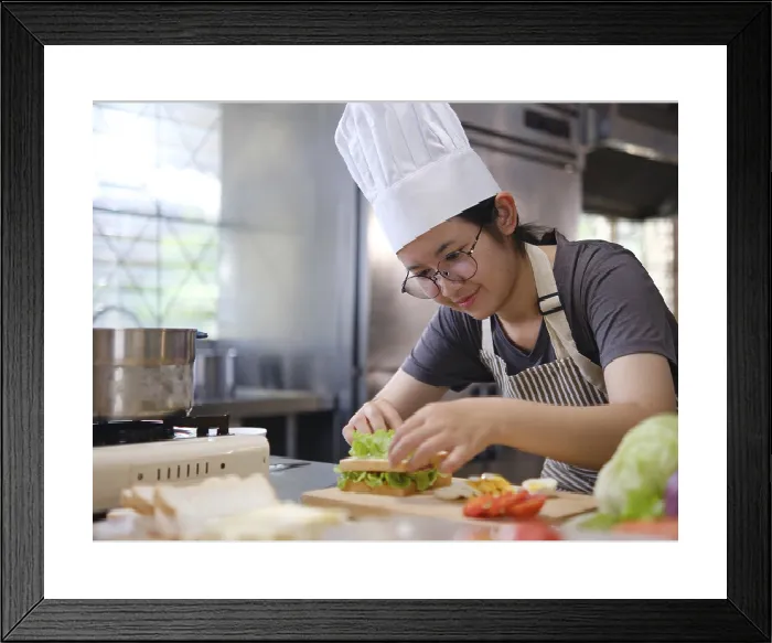 Framed Print : A Chef Preparing a Gourmet Sandwich Print Framed Print : A Chef Preparing a Gourmet Sandwich Print