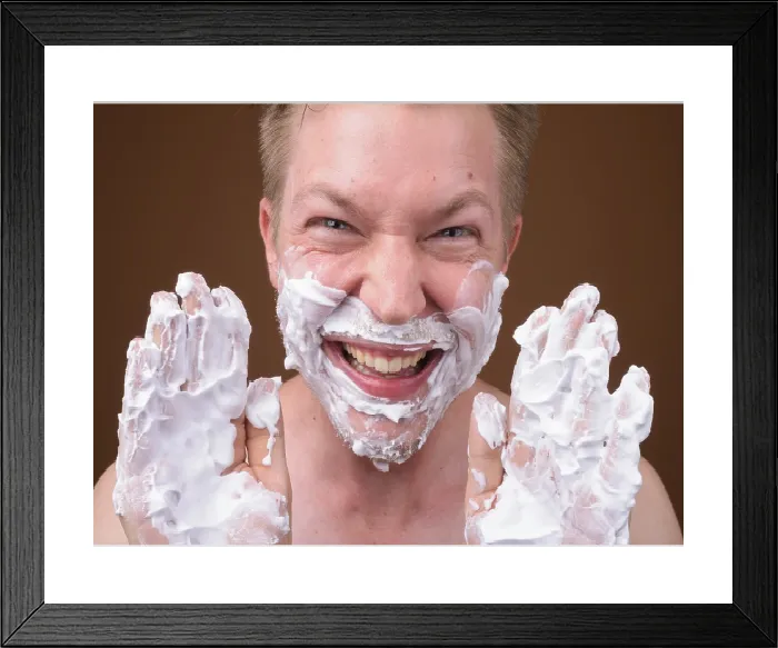 Framed Print : Studio Print of Young Man Grooming Framed Print : Studio Print of Young Man Grooming