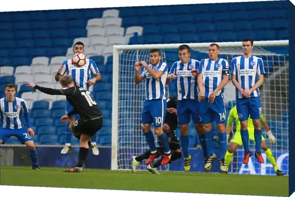 Brighton and Hove Albion Defend Against Ben Reeves Free-Kick in FA Cup Clash vs. Milton Keynes Dons (07JAN17)