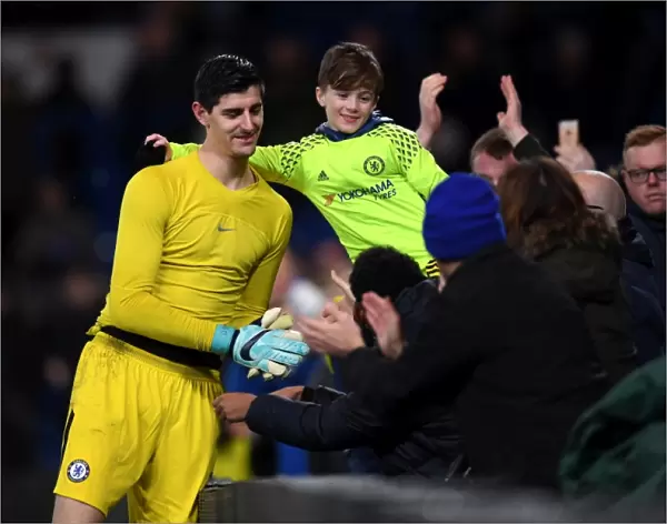 Chelsea's Thibaut Courtois Greets Fan After Chelsea vs Southampton Match