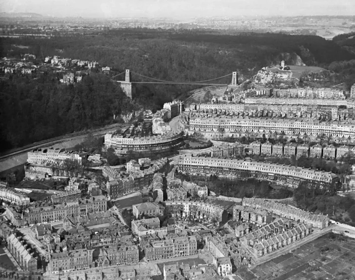 Framed Print : Aerial view of Clifton, Bristol Print