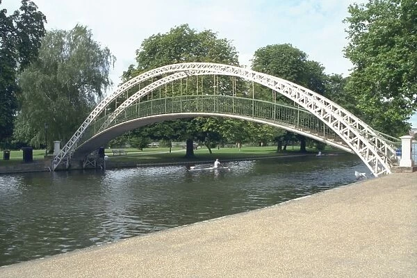 Suspension Bridge. Footbridge over the River Great Ouse in Bedford dated 1888