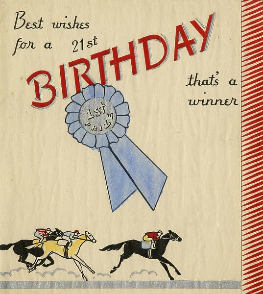 21st Birthday Card with Horse Racing