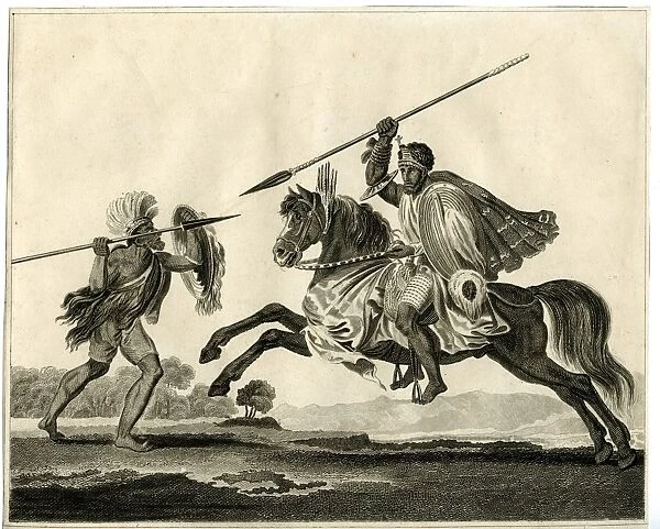 An Abyssinian Chief Attacking a Foot Soldier