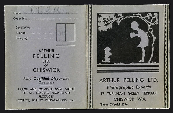 Advert, Arthur Pelling of Chiswick, photography