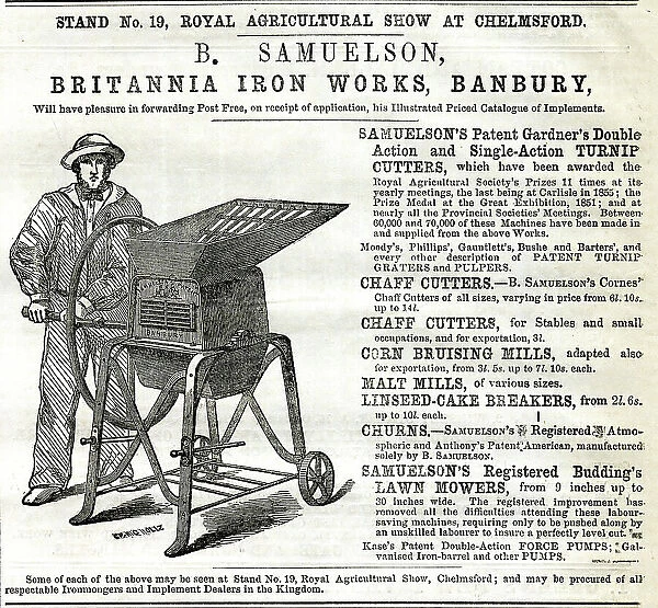 Advert, B Samuelson, Britannia Iron Works, Banbury