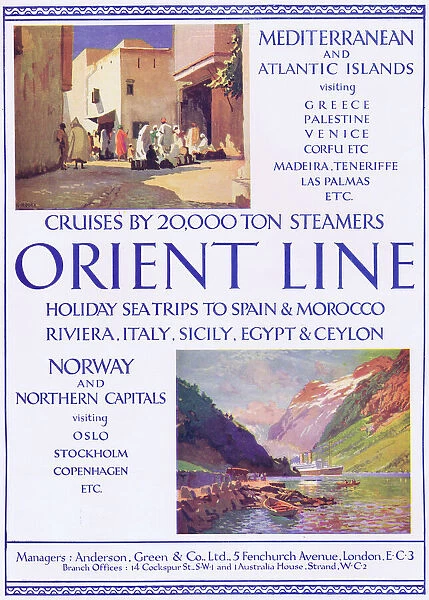 Advert for cruises on the Orient Line, 1927