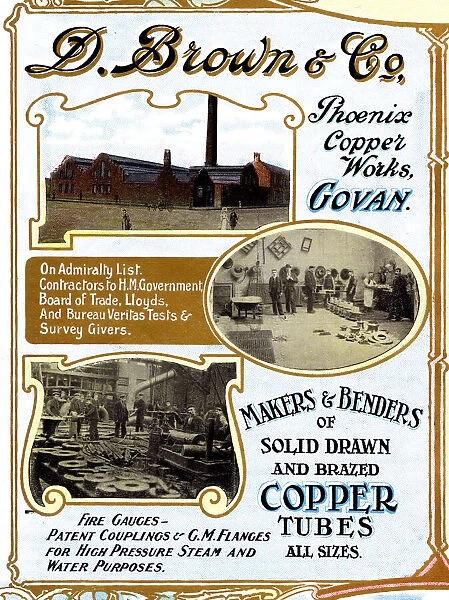 Advert, D Brown & Co, Copper Works, Govan, Scotland