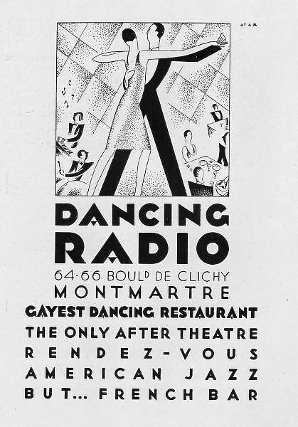 Advert for Dancing Radio, bar & dancing restaurant, 1927, Pa