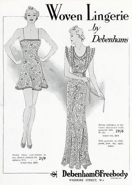 Advert for Debenham & Freebody woven lingerie 1937