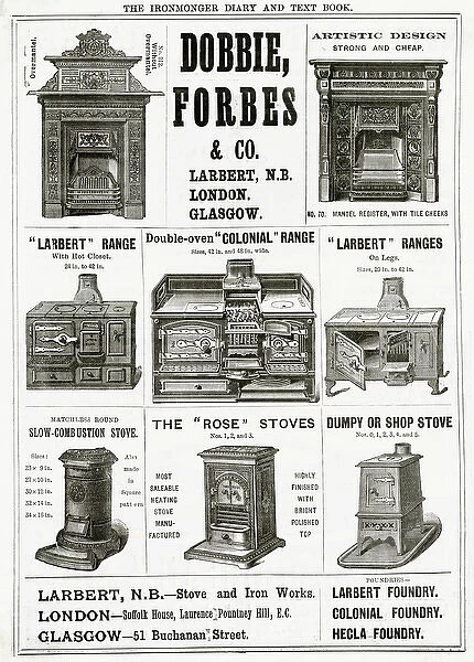Advert for Dobble, Forbes & Co stoves and ranges 1889