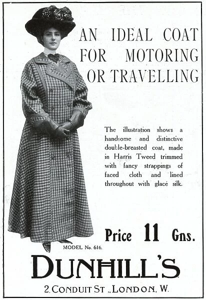 Advert for Dunhills Harris Tweed coat 1909