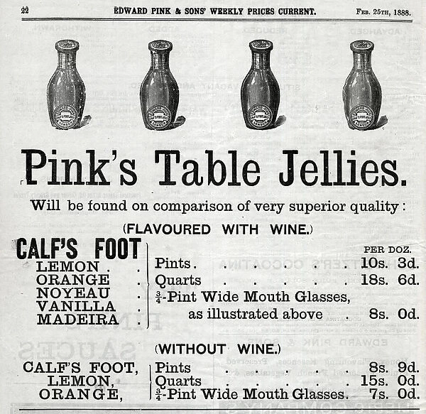Advert, Edward Pinks Table Jellies