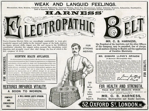 Advert for Electropathic Battery Belt 1892