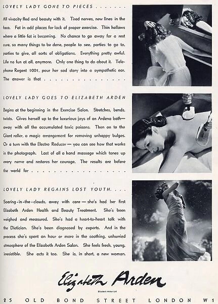 Advertisement for Elizabeth Arden claiming to turn an appearance gone to pieces into
