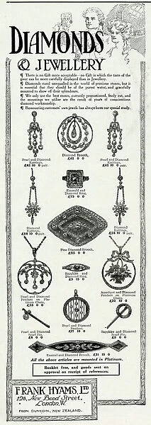 Advert for Frank Hyams Ltd, diamonds jewellery 1911