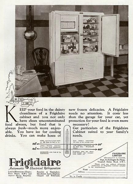 Advert for Frigidaire electrical fridge