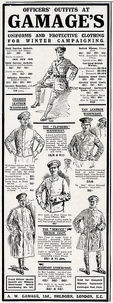 Advert for Gamages officers outfits 1915