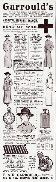 Advert for Garroulds uniforms for nurses 1916