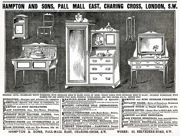 Advert for Hampton & Sons bedroom suite 1886