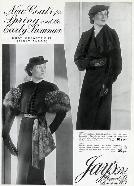 Advert for Jays spring and early summer coats 1937